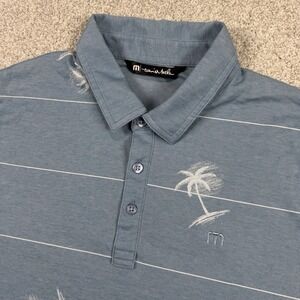 Travis Mathew Blue Palm Tree Print Golf Polo Shirt Men's‎ Medium